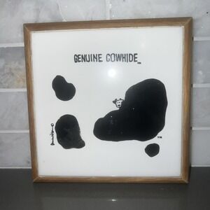 Cow Tile Trivet Or Wall Hanging Wood Frame Art " GENUINE COWHIDE"
